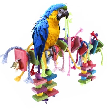 Pluokvzr Jouets en Bois pour Grands Perroquets et Oiseaux de Compagnie Perchoir Perruche Cage Balançoire Suspendue