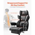 thumbnail image 3 of STAWAY Executive Office Chair - High Back Ergonomic Design, Adjustable Lumbar Support, Footrest, 400 lbs Capacity, Smooth Rolling Wheels, Black, 3 of 9