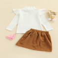 thumbnail image 3 of Baby Girls Skirt Set Turtle Neck Tops High Waist Buttoned Skirt with Pockets, 3 of 7