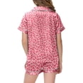 thumbnail image 4 of Ensemble de Pyjama en Satin pour Filles Imprimé Manches Courtes Boutonné Hauts Unis Ensemble T-Shirt Tenue d'Intérieur Classique Pyjama pour Filles Garçons Filles Mode, 4 of 4