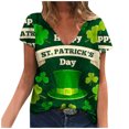 thumbnail image 1 of QIPOPIQ T-Shirts à Manches Courtes pour Femmes à Col Rond T-Shirts de la Saint-Patrick Tunique Shamrock T-Shirt Chemise Verte T-Shirt T-Shirts de la Saint-Patrick T-Shirt à Col en V Hauts Imprimés T-Shirts des Fêtes T-Shirts Graphiques Aubaines, 1 of 4