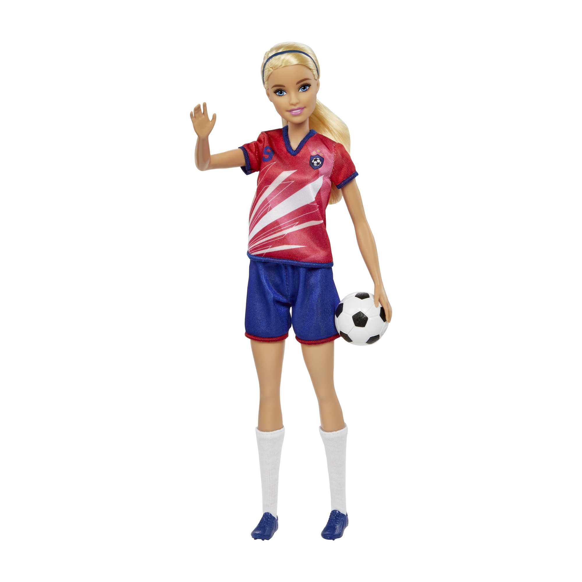 Barbie – Joueuse de soccer, blonde, uniforme 9, ballon de soccer