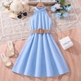 thumbnail image 2 of AJIWYH Robe de la Saint-Valentin pour Filles, Robe pour Enfants Couleur Unie à Tour de Cou, Collection Taille, Robe Bleu Pâle pour 7-8 Ans, 2 of 6