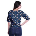 thumbnail image 3 of Moomaya Haut en Coton Imprimé pour Femmes, Crop Top à Col en V, Manches au Coude, Blouse d'Été, T-shirt, 3 of 6