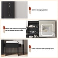 thumbnail image 2 of Vanity Desk Set with 3-Color Dimmable LED Mirror, Sliding Hidden Mirror Design, Built-in Power Outlet, 4 Storage Drawers and Shelf, Cushioned Stool for Bedroom, 2 of 8