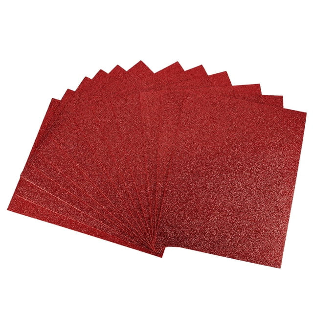 Unique Bargains Red Glitter EVA Foam Sheets 11 x 8 Inch 2mm Thick for Crafts DIY 12 Pack