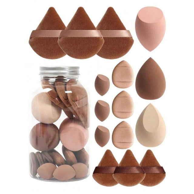 15-Piece Professional Makeup Sponge Set Multi-Shape Blenders for Flawless Liquid and Powder Application