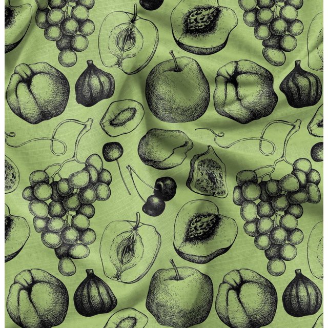 Soimoi Crepe Silk Fabric Mix Fruits Print Sewing Fabric Yard 42 Inch Wide