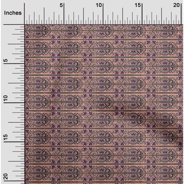oneOone Tissu Popeline de Coton Rayé/feuilles & Imprimé Floral BTY 56 Pouces de Large