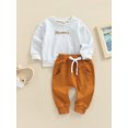 thumbnail image 3 of Faithtur Toddler Boy 2Pcs Fall Outfits, Long Sleeve Letter Print Pullover Tops + Pants Set, 3 of 9
