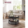 thumbnail image 3 of VASAGLE Table Basse avec Rangement, Table Centrale Ronde pour Salon avec Panier en Tissu, Style Moderne, Cadre en Métal, Noir Encre et Gris Ardoise, 3 of 7
