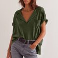 thumbnail image 3 of WMTBSRSW T-Shirts Surdimensionnés à Col en V pour Femmes, Manches Courtes Tendance, Chemise Décontractée à Col Rabattu, Été 2025, Hauts Mignons, 3 of 8