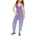 thumbnail image 1 of MIASHUI Combinaison pour Filles, Col en V, Sans Manches, Décontractée, Pantalon Long, Violet, 9-10 Ans, 1 of 5