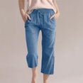 thumbnail image 2 of Plebaso Pantalons Capris Garçons Filles Coton Lin Cordon de Serrage Pantalons Décontractés Légers Raccourcis avec Poches, 2 of 5