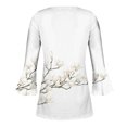 thumbnail image 5 of CEHVOM Women's Casual Trumpet 3/4 Sleeve Printed Buttoned Basic Ruched Tops Pleated T-shirts Blouses Clearance, 5 of 5
