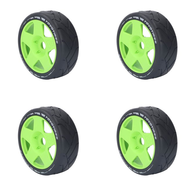 4 Pcs Pneu, Roues RC 1/8 GT Adhérence Forte Pneus de Course sur Route Usure sur Roues de Route avec Adaptateur 17 mm