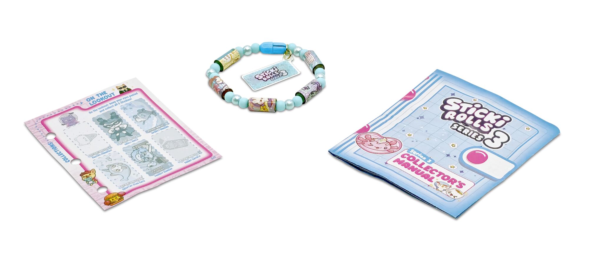 Capsule Mystère Sticki Rolls Série 3 Sticki Bands - Bracelet à Autocollants à Porter avec 50 Autocollants Kawaii, Trouvez le Bracelet en Or Ultra-Rare - Dès 5 ans