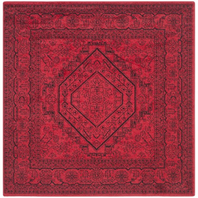 Safavieh Adirondack Collection ADR108F Red and Black Oriental Vintage Square Area Rug (4' Square)