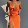 thumbnail image 4 of LOVZFMLL Robes Femmes Mode Robe Décontractée Sans Manches pour Femmes Col en V Dames Unie Longues Robes, 4 of 8