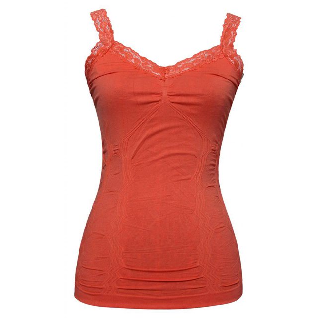 Womens Lace Trim Camisoles - Coral