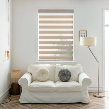 Cordless Zebra Blinds for Patios and Windows - Taupe Beige : 78" X 84" Height (can roll down to 84" Lenght and and stop at your desired height)