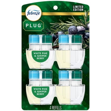 Febreze Plug In Air Freshener, Odor-Fighting Scented Oil Refill, White Pine & Berry, 4 Refill