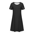 thumbnail image 4 of Gspmoly Robe pour Femmes, Nouvelle Robe d'Été Décontractée pour Femmes à Col Rond, Couleur Unie, Ample, Plissée à la Poitrine, à Manches Courtes, Robes de Soirée pour Femmes jusqu'à 60 % de Rabais, 4 of 5