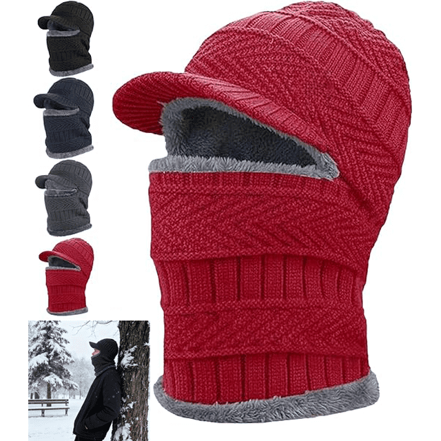 Tuque de Protection Intégrale, Tuque Chaude de Cyclisme et de Ski Masque d'Hiver Tuque de Protection Intégrale pour Hommes Femmes, Tuque 2 en 1 avec Foulard et Masque
