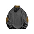 thumbnail image 4 of Yuyuzo Chandails à Capuchon pour Hommes Chandail à Glissière 1/4 Doublé Col Montant Patchwork Automne Chaud Manteau Chandail, 4 of 6