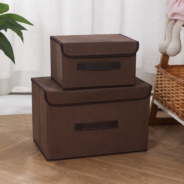 XYAIYT 2 Pack Foldable Fabric Storage Boxes with Handles for Organizing Clothes Toys Books Documents Large and Small Flip Lid Design for Convenient Use and Space Saving Solutions