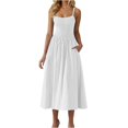 thumbnail image 1 of Yuyuzo Robes pour Femmes Décontractées Robes Maxi Smockées Bretelles Spaghetti Évasées Ligne A Longue Fluide Robe d'Été de Plage, 1 of 6