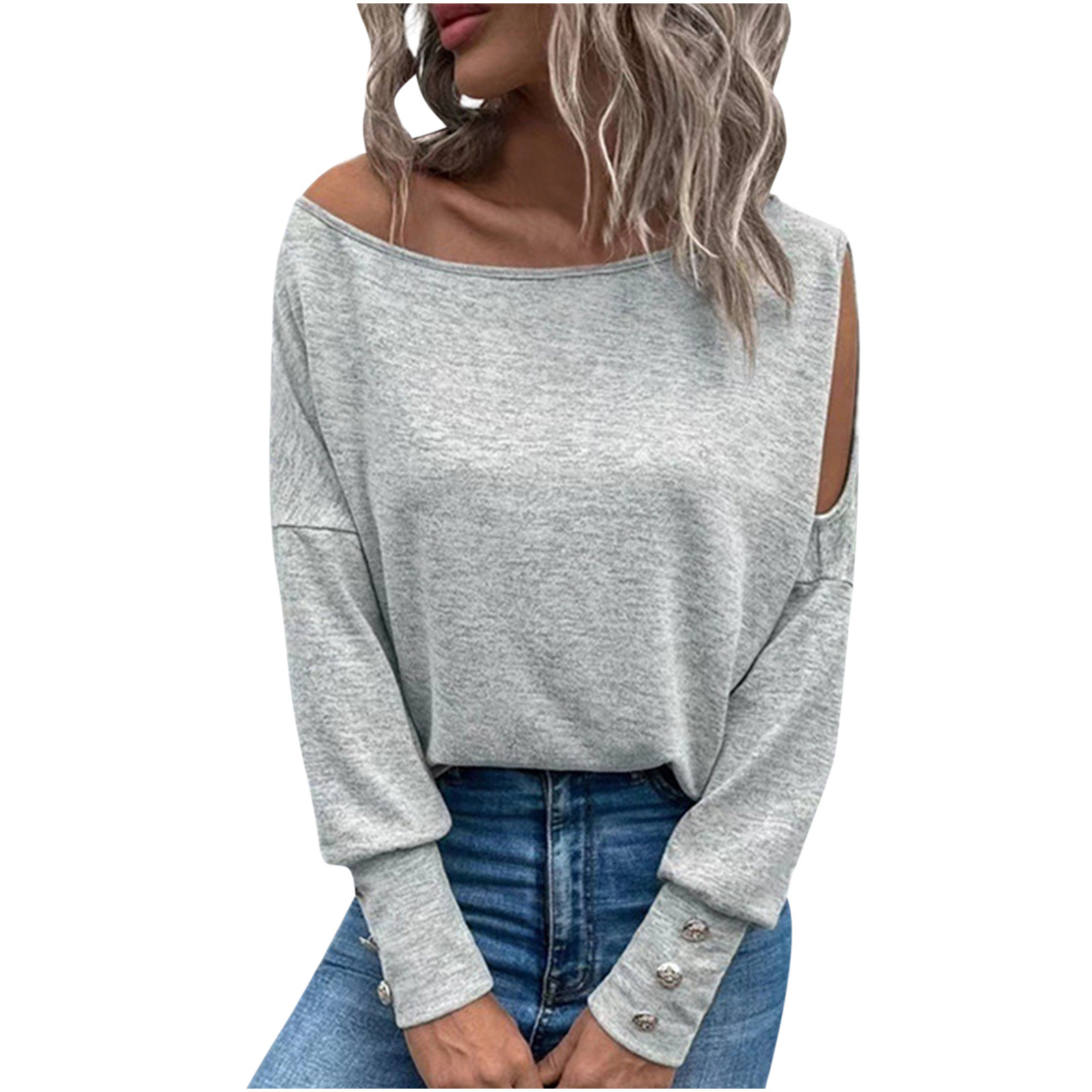 Hauts pour Femmes Grande Taille T-Shirts pour Femmes Automne Hiver Col Rond Tempérament Décontracté Manches Raglan T-shirt Décontracté Ample Haut Hauts, T-Shirts et Chemisiers pour Filles en Liquidation
