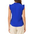 thumbnail image 3 of INSPIRE CHIC Blouse de Travail Sans Manches à Volants pour Femme, Col en V, Hauts, TP Bleu Royal, 3 of 7