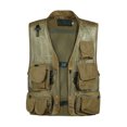 thumbnail image 1 of LUXUR Mens With Multiple Pockets Cargo Jacket Fishing Climbing Utility Vests Deep Army Green M, 1 of 3