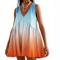 thumbnail image 2 of FAIWAD Robes Patchwork Surdimensionnées pour Femmes Été Amples Dégradé Sans Manches Col en V Plissées Mini Robe d'Été, 2 of 7