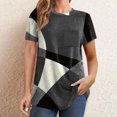 thumbnail image 2 of Diufon Hauts pour Femmes Grande Taille Printemps Été Manches Courtes Col Rond Chandails à Enfiler Chemises Décontractées Imprimées Blouses Amples, 2 of 6