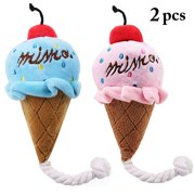 2PCS Ice Cream Dog Toy Bite Resistant Funny Plush Dog Squeaky Toy Dog Chew Toy