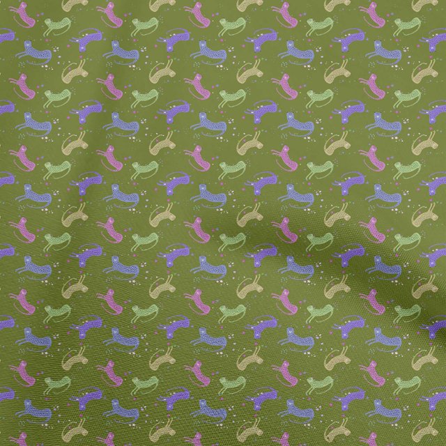 oneOone Polyester Spandex Tissu Vert Forêt Enfants Léopard Matière de Robe Tissu Imprimé Tissu au Mètre 56 Pouces de Large