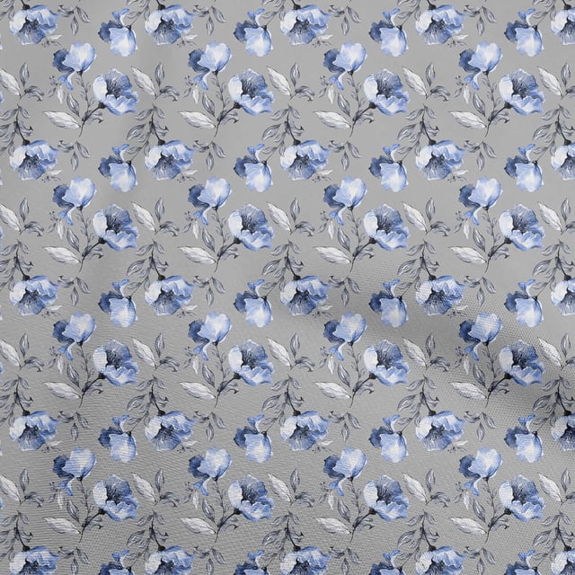 oneOone Polyester Spandex Gray Fabric Floral Craft Projects Decor Fabric Printed By The Yard 56 Inch Wide