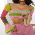thumbnail image 2 of MesaSe Women Fall Winter Crochet Knit Mesh Sweater Off Shoulder Long Sleeve Pullover Crop Tops Ribbed Blouse Tops, 2 of 6