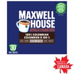 Maxwell House Colombian Coffee 100% Compostable K Cup Coffee Pods, 30 Pods, Medium