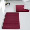 thumbnail image 3 of zanvin Bathroom Accessories Memory Foam Bath Mat Set Bathroom Rugs Practical for 2 Pcs Toilet Mats Soft Comfortable Water Absorption Non slip Thick Machine Washable Easier to Dry DarK, 3 of 6