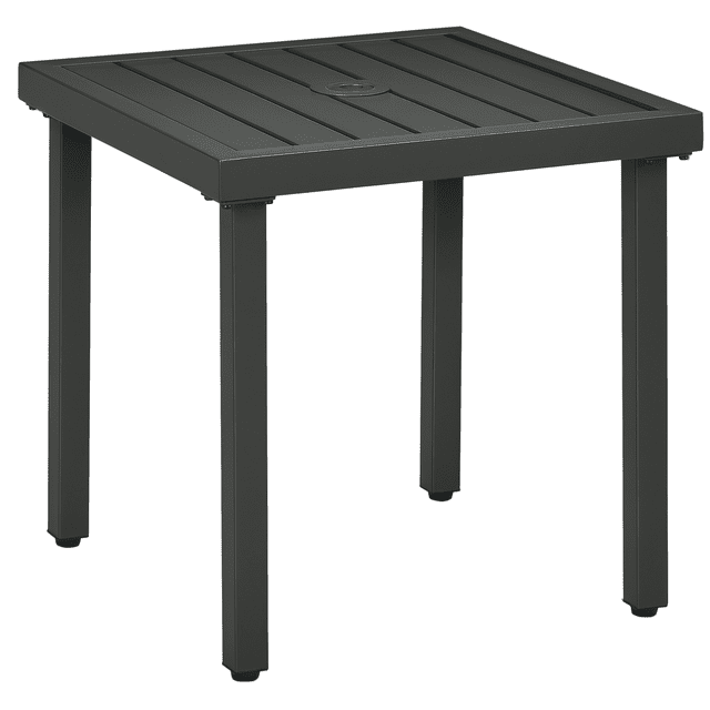Outsunny Table d'Appoint de Jardin Table Basse avec Trou pour Parasol pour Patio Gris