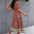 thumbnail image 4 of SMihono Robe d'Été Boho pour Femmes Grande Taille Mode Robe Décontractée à Col en V Imprimée avec Ceinture Manches Courtes Ample, 4 of 7