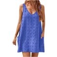 thumbnail image 2 of Gspmoly Robes d'Été pour Femmes, Mode Décontractée Aguichant Unie à Rayures Sans Manches à Col Rond Robe Débardeur pour Dames Robes de Cocktail pour Femmes Liquidation, 2 of 5