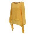 thumbnail image 4 of Pxiakgy T-Shirts pour Femmes Mode Grande Taille Irrégulière Décontractée en Lin Manches Longues Col Rond Blouse T-Shirts Femmes Jaune + TTG, 4 of 8