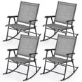 thumbnail image 1 of Gymax 4pcs Patio Folding Rocking Chair Heavy-Duty Metal Frame Rockers Outdoor Gray, 1 of 4