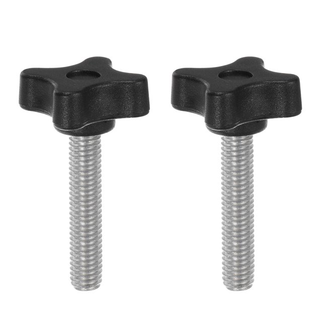 Uxcell 2 Pieces Star Knobs M8 x 45mm Metric Threaded Stud 32mm 4-Point Plastic Head Clamping Thumb Screws