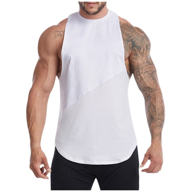 WMTBSRSW Men's Summer Quick Dry Athletic Tops Lightweight Jogging Tank Tops for Men Elastic Workout Gym Muscle Sleeveless Shirts