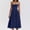 01 Navy, variant on Weiqiqre Dresses for Women Elegant Classy Spaghetti Strap Lace Up Casual Midi Dresses with Pockets Low Cut Flowy Bustier Sundress